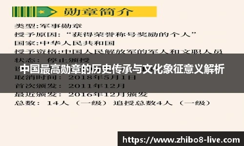 中国最高勋章的历史传承与文化象征意义解析